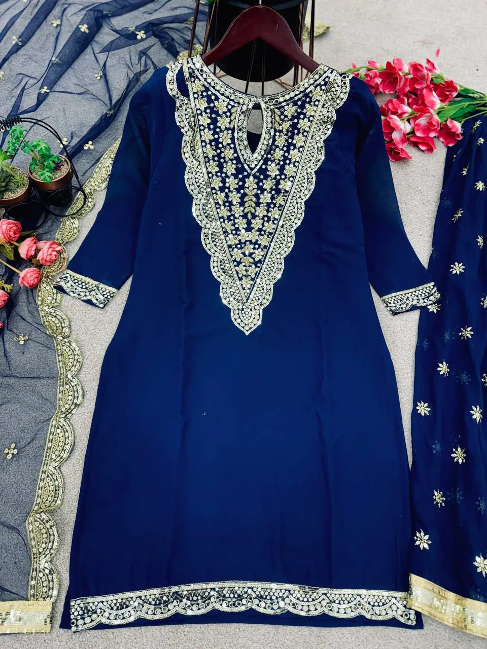 NSR 784 Blue Color Georgette Embroidery Sequence Mirror Hand Work Salwar Suit Casual, Party Festive, Events Etc. Expected Delivery 4-6 Working Days @2050/- | Jump Suits, Salwar suit, Casual Suits, Creative suits, Designer Suits, Palazzo Suits, Party Wear Suits, Patiala Suits, Straight Suits