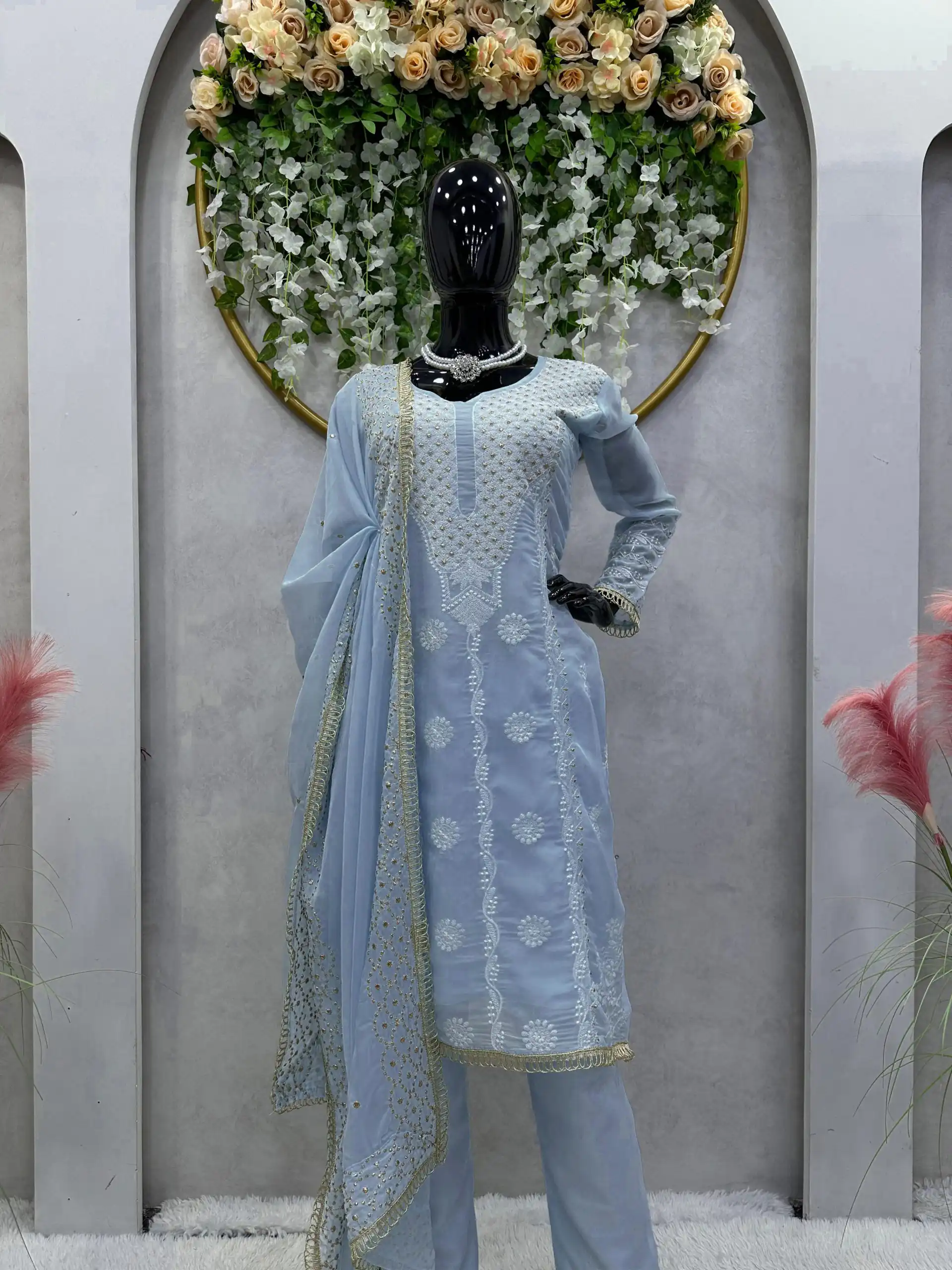 RTC 5689 Blue Color Tabby Organza Thread Sequence Work Kurti Casual, Wedding, Party, Festive, Events Etc. Expected Delivery 4-6 Working Days @1999/- | Kurti, Bollywood Kurti, Creative Kurtis, Designer Kurti, Party Wear Kurti, Selfie Kurti