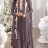 Dazzling Coffee Color Heavy Georgette Embroidery Anarkali Suit