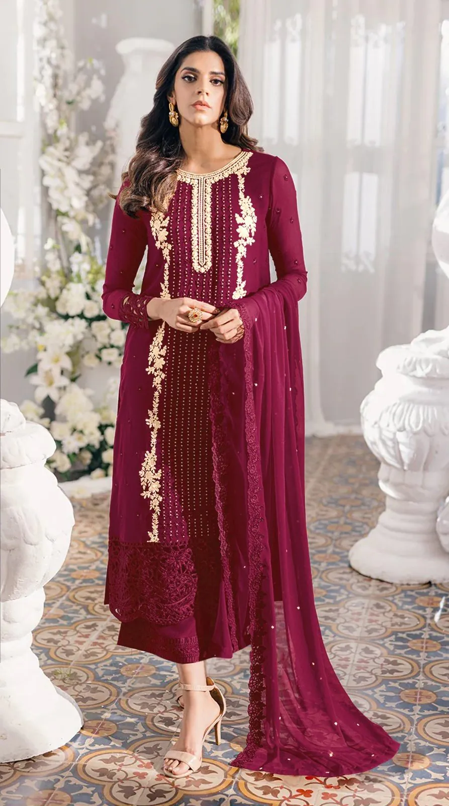 FC Mariya 1032 Marooon Color Heavy Georgette Embroidery Anarkali Suit Wedding, Party, Festive events, etc. Expected Delivery  4-6 Working Days @1949/- | Anarkali Suits, Bollywood Anarkali, Creative-Anarkali, Designer Anarkali, Embroidered Anarkali, Party Wear Anarkali