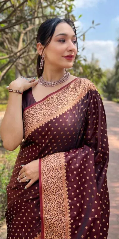 MS 436 Maroon Color Soft Lichi Silk Border And Rich Pallu Saree Casual, Party Wear, Wedding, Events, Etc. Expected Delivery 4-6 Working Days 1399/- | Designer Sarees, Sarees, Bollywood Sarees, Creative Sarees, Embroidered Sarees, Ethnic Saree, Modern Digital sarees, Party Wear Sarees