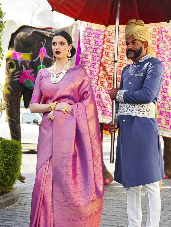 KP 5054  Pink Color Soft Lichi Silk Jacquard Rich Pallu Saree Casual, Party Wear, Wedding, Events Etc. Expected Delivery 4-6 Working Days @1349/- | Designer Sarees, Sarees, Bollywood Sarees, Creative Sarees, Embroidered Sarees, Ethnic Saree, Modern Digital sarees, Party Wear Sarees