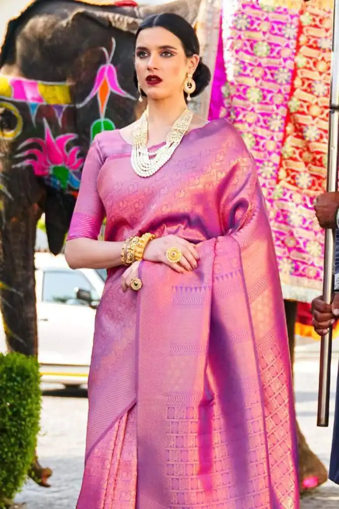 KP 5054  Pink Color Soft Lichi Silk Jacquard Rich Pallu Saree Casual, Party Wear, Wedding, Events Etc. Expected Delivery 4-6 Working Days @1349/- | Designer Sarees, Sarees, Bollywood Sarees, Creative Sarees, Embroidered Sarees, Ethnic Saree, Modern Digital sarees, Party Wear Sarees