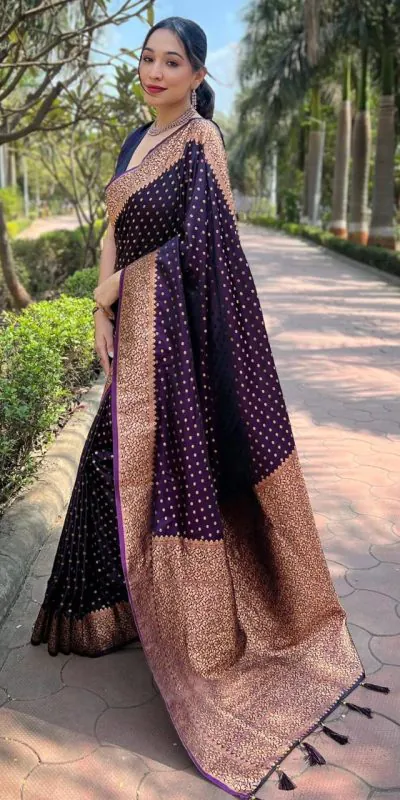 MS 436 Purple Color Soft Lichi Silk Border And Rich Pallu Saree Casual, Party Wear, Wedding, Events, Etc. Expected Delivery 4-6 Working Days 1399/- | Designer Sarees, Sarees, Bollywood Sarees, Creative Sarees, Embroidered Sarees, Ethnic Saree, Modern Digital sarees, Party Wear Sarees