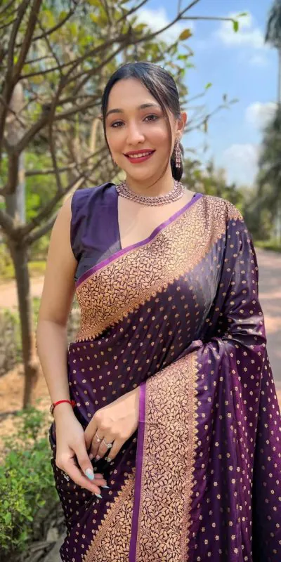 MS 436 Purple Color Soft Lichi Silk Border And Rich Pallu Saree Casual, Party Wear, Wedding, Events, Etc. Expected Delivery 4-6 Working Days 1399/- | Designer Sarees, Sarees, Bollywood Sarees, Creative Sarees, Embroidered Sarees, Ethnic Saree, Modern Digital sarees, Party Wear Sarees