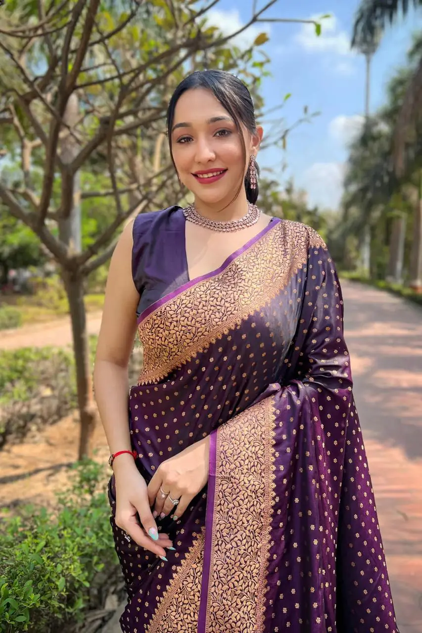 MS 436 Purple Color Soft Lichi Silk Border And Rich Pallu Saree Casual, Party Wear, Wedding, Events, Etc. Expected Delivery 4-6 Working Days 1399/- | Designer Sarees, Sarees, Bollywood Sarees, Creative Sarees, Embroidered Sarees, Ethnic Saree, Modern Digital sarees, Party Wear Sarees