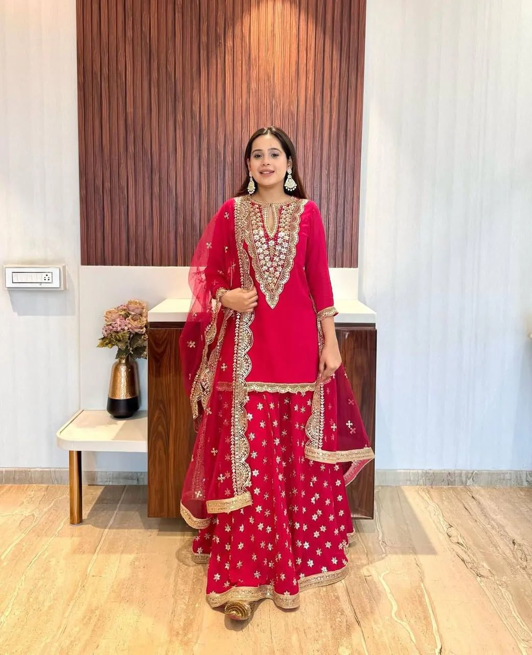 NSR 784 Red Color Georgette Embroidery Sequence Mirror Hand Work Salwar Suit Casual, Party Festive, Events Etc. Expected Delivery 4-6 Working Days @2050/- | Jump Suits, Salwar suit, Casual Suits, Creative suits, Designer Suits, Palazzo Suits, Party Wear Suits, Patiala Suits, Straight Suits