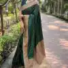 Dazzling Stone Green Color Soft Lichi Silk Beautiful Pallu Saree