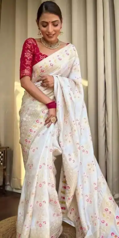 KP 5069 White Color Soft Lichi Silk Cloth Rich Pallu All Over Saree Events Casual, Wedding, Festive, Events . Expected Delivery  4-6 Working Days @1549/- | Designer Sarees, Sarees, Bollywood Sarees, Creative Sarees, Embroidered Sarees, Ethnic Saree, Modern Digital sarees, Party Wear Sarees