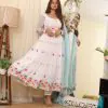 Dazzling White Georgette Embroidered Swarovski Anarkali Suit