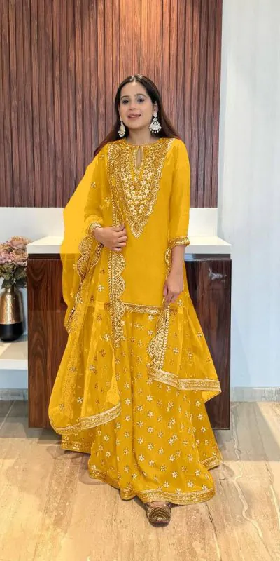NSR 784 Yellow Color Georgette Embroidery Sequence Mirror Hand Work Salwar Suit Casual, Party Festive, Events Etc. Expected Delivery 4-6 Working Days @2050/ | Jump Suits, Salwar suit, Casual Suits, Creative suits, Designer Suits, Palazzo Suits, Party Wear Suits, Patiala Suits, Straight Suits