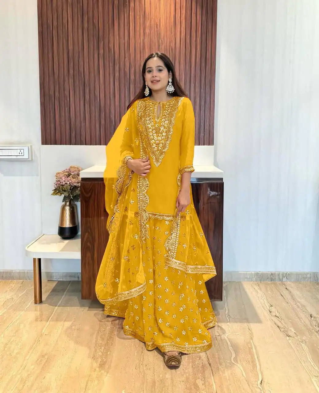 NSR 784 Yellow Color Georgette Embroidery Sequence Mirror Hand Work Salwar Suit Casual, Party Festive, Events Etc. Expected Delivery 4-6 Working Days @2050/ | Jump Suits, Salwar suit, Casual Suits, Creative suits, Designer Suits, Palazzo Suits, Party Wear Suits, Patiala Suits, Straight Suits