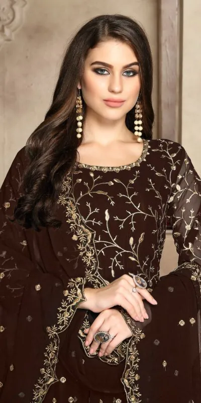  FC 94008 coffee Color Georgette Multi Thread Zari Stich Anarkali Suit Wedding, Party, Festive events, etc. Expected Delivery  4-6 Working Days @2149/- | Anarkali Suits, Bollywood Anarkali, Creative-Anarkali, Designer Anarkali, Embroidered Anarkali, Party Wear Anarkali