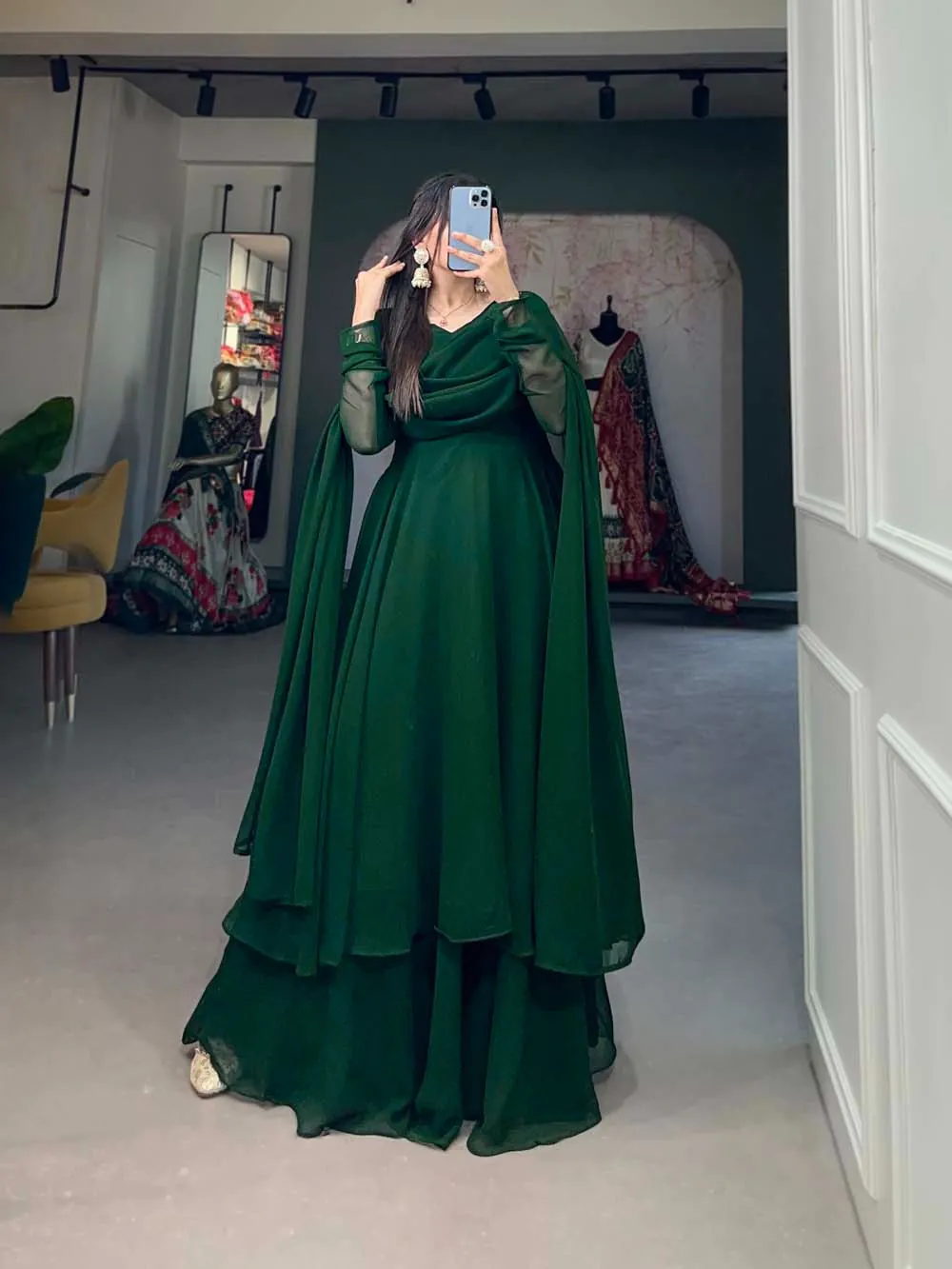 YNF3502 Green Color Georgette Plain Top Plain Plaza And Dupatta Casual, Wedding, Party, Festive, Events Etc.  Expected Delivery  4-6 Working Days @1999/- | Jump Suits, Salwar suit, Casual Suits, Creative suits, Designer Suits, Palazzo Suits