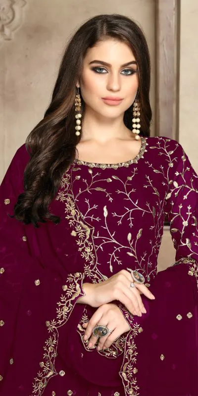   FC 94006 Purple Color Georgette Multi Thread Zari Stich Anarkali Suit Wedding, Party, Festive events, etc. Expected Delivery  4-6 Working Days @2149/- | Anarkali Suits, Bollywood Anarkali, Creative-Anarkali, Designer Anarkali, Embroidered Anarkali, Party Wear Anarkali