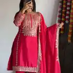 SRK 5151 Pink  Color Pure Chinnon Silk Embroidery Sequence Salwar Suit Wedding, Party, Festive, Events Expected Delivery 4-6 Working Days @ 1949/- | Jump Suits, Salwar suit, Casual Suits, Creative suits, Designer Suits, Palazzo Suits, Party Wear Suits, Patiala Suits, Straight Suits