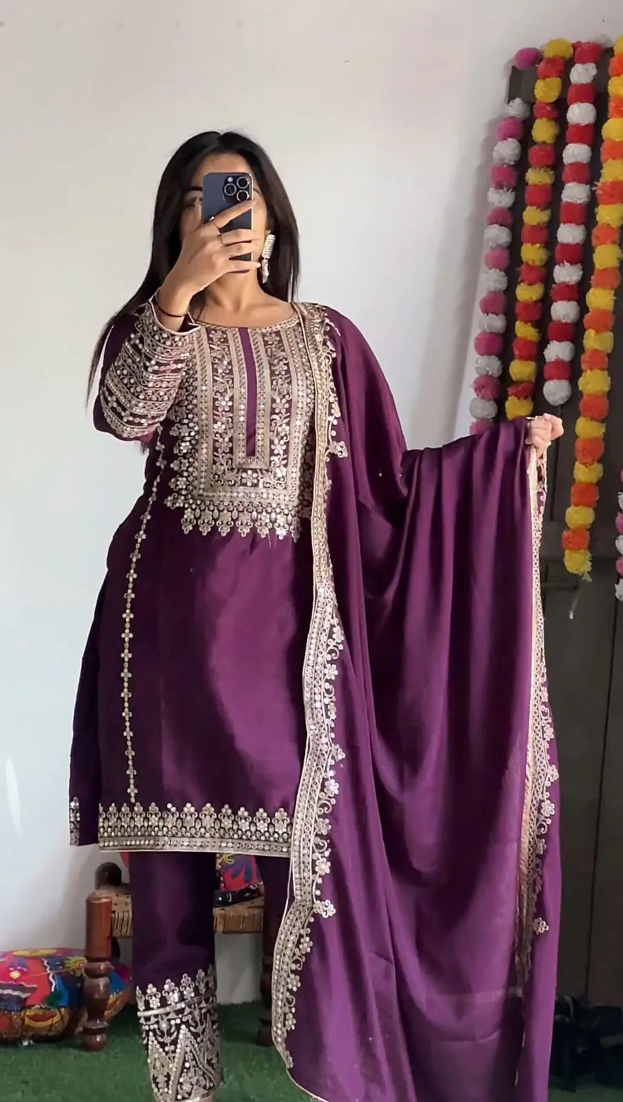 SRK 5151 Purple Color Pure Chinnon Silk Embroidery Sequence Salwar Suit Wedding, Party, Festive, Events Expected Delivery 4-6 Working Days @ 1949/- | Jump Suits, Salwar suit, Casual Suits, Creative suits, Designer Suits, Palazzo Suits, Party Wear Suits, Patiala Suits, Straight Suits