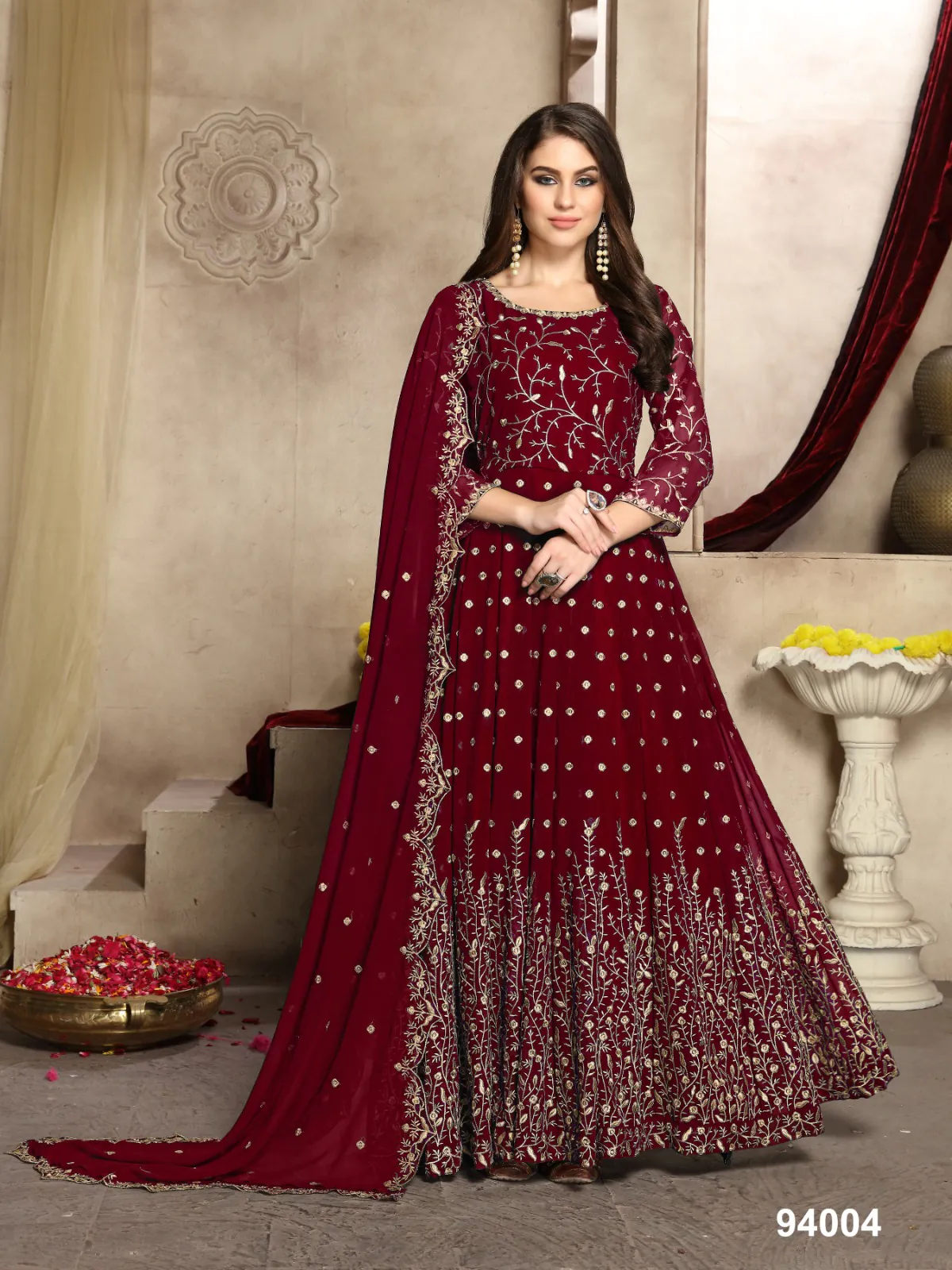  FC 94009 Red Color Georgette Multi Thread Zari Stich Anarkali Suit Wedding, Party, Festive events, etc. Expected Delivery  4-6 Working Days @2149/- | Anarkali Suits, Bollywood Anarkali, Creative-Anarkali, Designer Anarkali, Embroidered Anarkali, Party Wear Anarkali