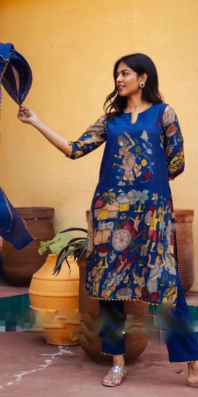 Pc 360 Royal Blue Color Cotton Kalamkari Print Work Casual, Party Wear, Wedding, Events, Festivals Wear Etc. Expected Delivery 4-6 Working Days @1899/- | Kurti, Bollywood Kurti, Creative Kurtis, Designer Kurti, Party Wear Kurti, Selfie Kurti