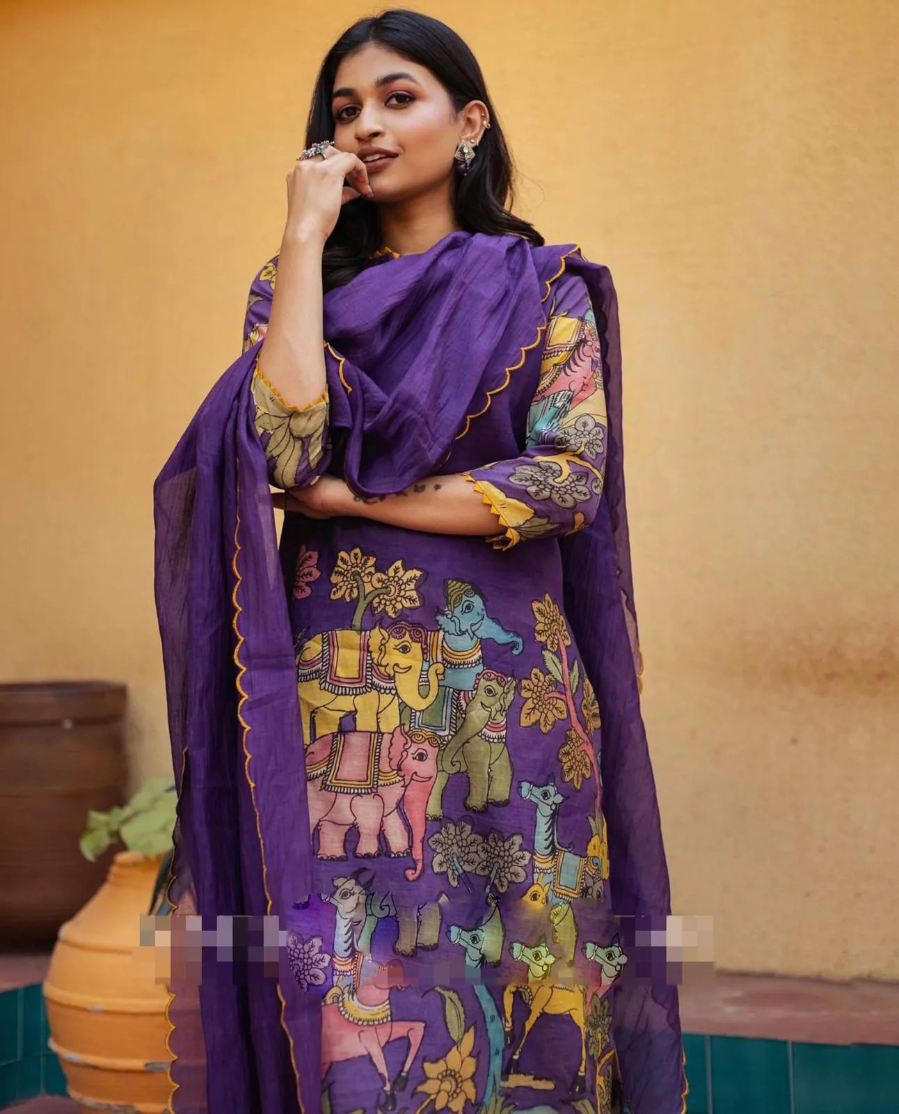Pc 360 Violet Color Cotton Kalamkari Print Work Casual, Party Wear, Wedding, Events, Festivals Wear Etc. Expected Delivery 4-6 Working Days @1899/- | Kurti, Bollywood Kurti, Creative Kurtis, Designer Kurti, Party Wear Kurti, Selfie Kurti