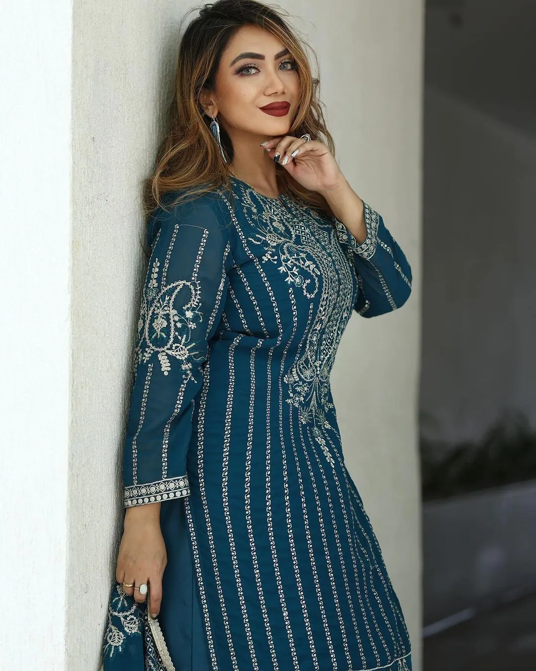 SRK 5152 Blue Color Pure Chinnon Silk Embroidery Sequence Salwar Suit Wedding, Party, Festive, Events Expected Delivery 4-6 Working Days @ 1899/- | Jump Suits, Salwar suit, Casual Suits, Creative suits, Designer Suits, Palazzo Suits, Party Wear Suits, Patiala Suits, Straight Suits