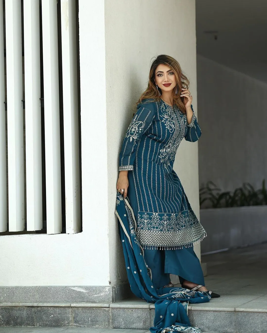 SRK 5152 Blue Color Pure Chinnon Silk Embroidery Sequence Salwar Suit Wedding, Party, Festive, Events Expected Delivery 4-6 Working Days @ 1899/- | Jump Suits, Salwar suit, Casual Suits, Creative suits, Designer Suits, Palazzo Suits, Party Wear Suits, Patiala Suits, Straight Suits
