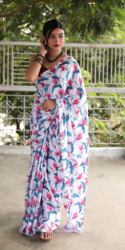 Veechis 105 White Heavy Devsena Soft Silk Saree Digital Print Saree Casual, Party , Festive, Events Etc. Expected Delivery 4-6 Working Days @1499/- | Designer Sarees, Sarees, Bollywood Sarees, Creative Sarees, Embroidered Sarees, Modern Digital sarees, Party Wear Sarees