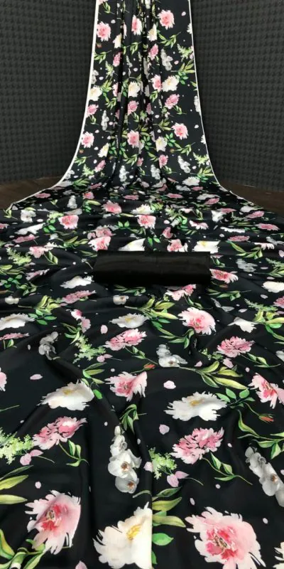 Veechis AROHI Black Color Heavy Devsena Soft Silk Saree Digital Print Saree Casual, Party , Festive, Events Etc. Expected Delivery 4-6 Working Days @1499 | Designer Sarees, Sarees, Bollywood Sarees, Creative Sarees, Embroidered Sarees, Modern Digital sarees, Party Wear Sarees