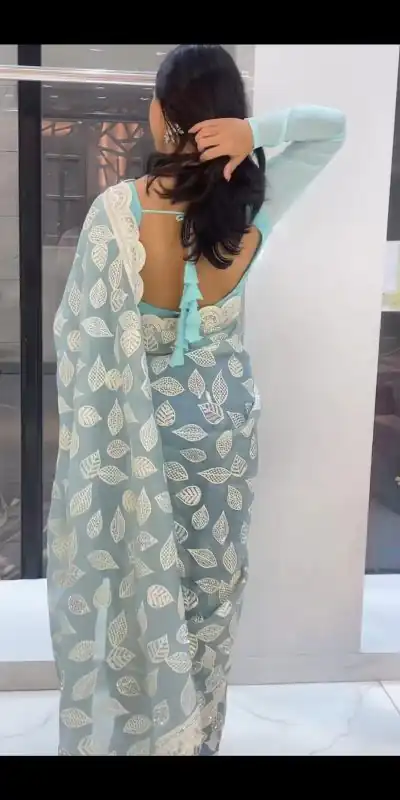 KD 465 Light Blue Color Faux Georgette Thread Sequence Saree Casual, Party, Wedding, Festive, Events Etc.  Expected Delivery  4-6 Working Days @1949/- Only | Designer Sarees, Sarees, Bollywood Sarees, Creative Sarees, Embroidered Sarees, Ethnic Saree, Modern Digital sarees, Party Wear Sarees