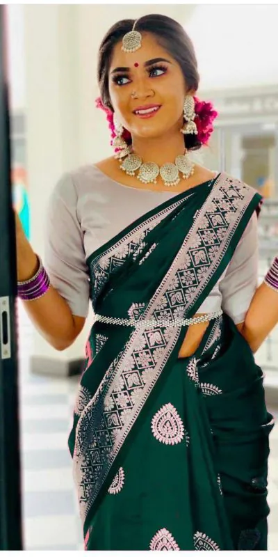 MS 437 Stone Green Color Soft Lichi Silk Border And Rich Pallu Saree Casual, Party Wear, Wedding, Events, Etc. Expected Delivery 4-6 Working Days 1399/- | Designer Sarees, Sarees, Bollywood Sarees, Creative Sarees, Embroidered Sarees, Ethnic Saree, Modern Digital sarees, Party Wear Sarees