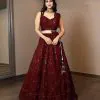 Glamorous Maroon Color Georgette Embroidery Lehenga Choli