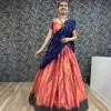 Glamorous Pink Color Choline Jaccard Viking Patta Lehenga Choli