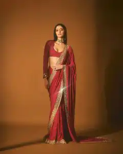 BT-377  Red  Color Georgette Fancy Embroidery Thread With Sequence Work  Saree Casual, Party Wear, Traditional Wear, Wedding Wear, Events Etc.@1999/- | Designer Sarees, Sarees, Bollywood Sarees, Creative Sarees, Ethnic Saree, Modern Digital sarees, Party Wear Sarees