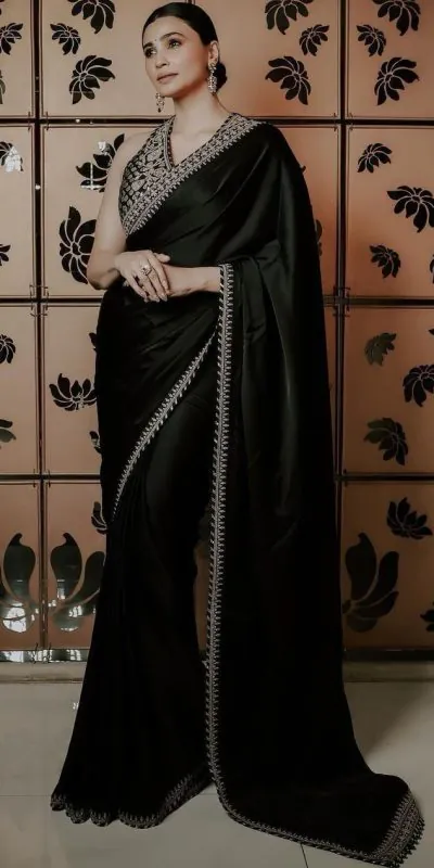 KD 463 Black Color Satin Silk Thread & Sequence Work Saree Casual, Party, Wedding, Festive, Events Etc.  Expected Delivery  4-6 Working Days @1749/- Only | Designer Sarees, Sarees, Bollywood Sarees, Creative Sarees, Embroidered Sarees, Ethnic Saree, Modern Digital sarees, Party Wear Sarees