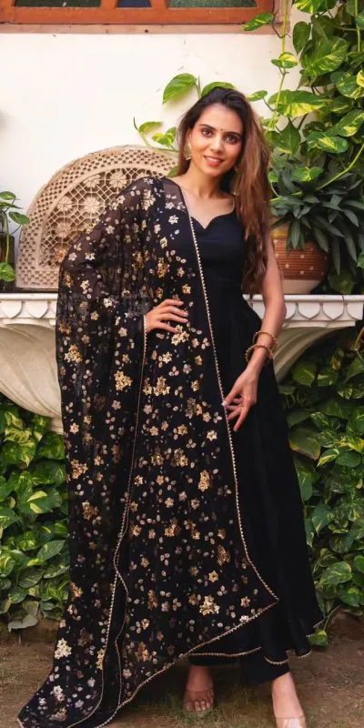 SRK 5128 Black Color Heavy Faux Georgette With Fully Flair Salwar Suit Wedding, Party, Festive, Events Expected Delivery 4-6 Working Days @ 1899/- | Casual Suits, Jump Suits, Salwar suit, Creative suits, Designer Suits, Palazzo Suits, Party Wear Suits, Patiala Suits, Straight Suits