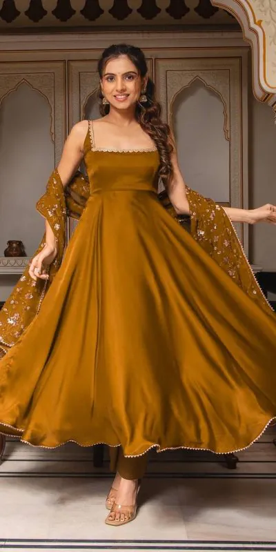 SRK 5128 Coffee Color Heavy Faux Georgette With Fully Flair Salwar Suit Wedding, Party, Festive, Events Expected Delivery 4-6 Working Days @ 1899/- | Casual Suits, Jump Suits, Salwar suit, Creative suits, Designer Suits, Palazzo Suits, Party Wear Suits, Patiala Suits, Straight Suits