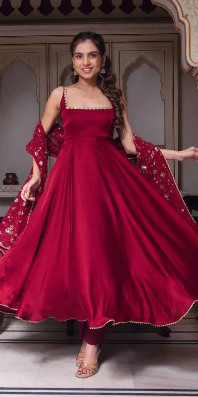 SRK 5128 Red Color Heavy Faux Georgette With Fully Flair Salwar Suit Wedding, Party, Festive, Events Expected Delivery 4-6 Working Days @ 1899/- | Casual Suits, Jump Suits, Salwar suit, Creative suits, Designer Suits, Palazzo Suits, Party Wear Suits, Patiala Suits, Straight Suits