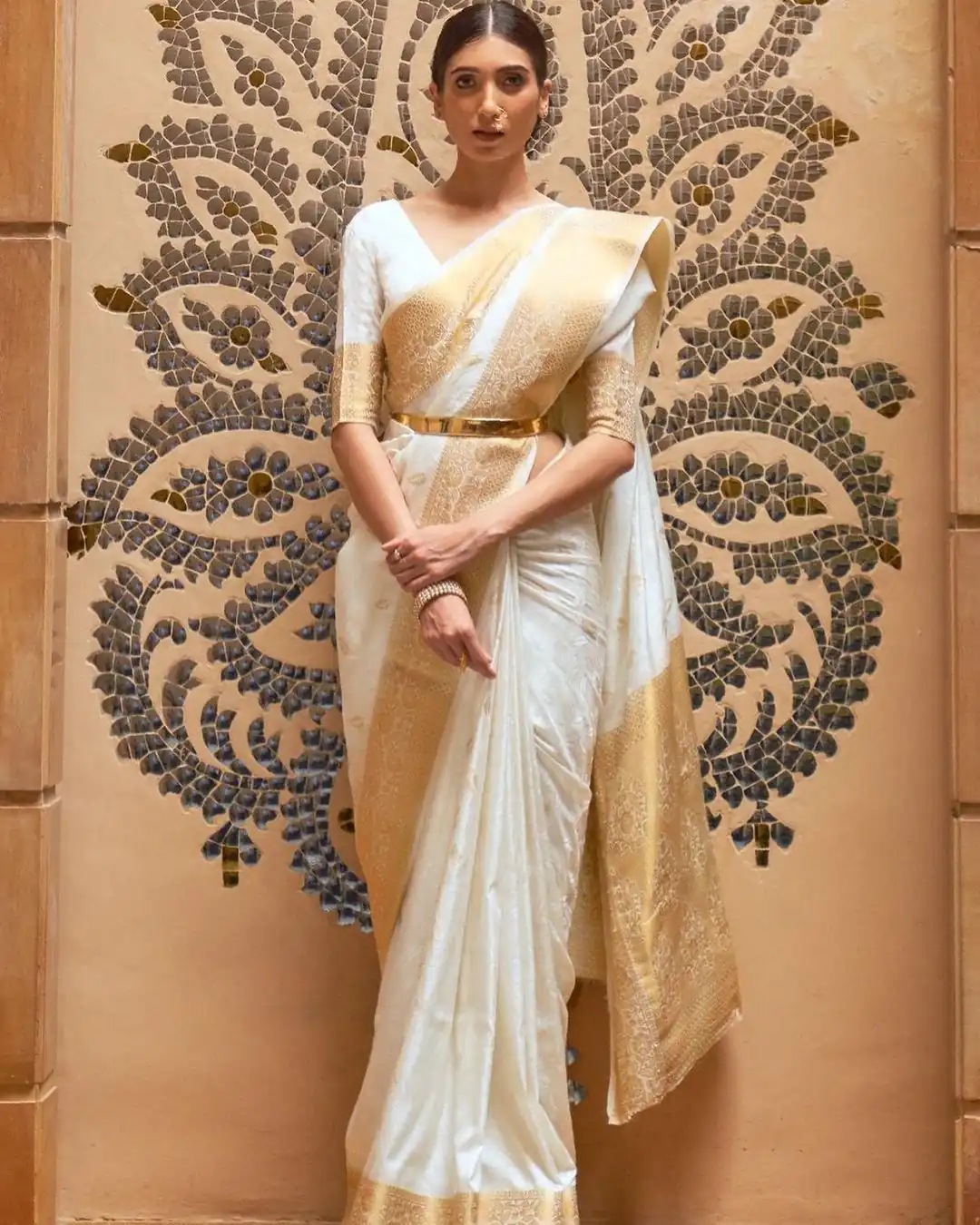 MB™️  3213 Off White Color Soft Kanjivaram Pattu Jacquard Silk Saree Gold ,Silver Zari Weaving Casual, Party Wear, Festival, Events, . 4-6 Working Days @1499 | Designer Sarees, Embroidered Sarees, Sarees, Bollywood Sarees, Creative Sarees, Ethnic Saree, Modern Digital sarees, Party Wear Sarees