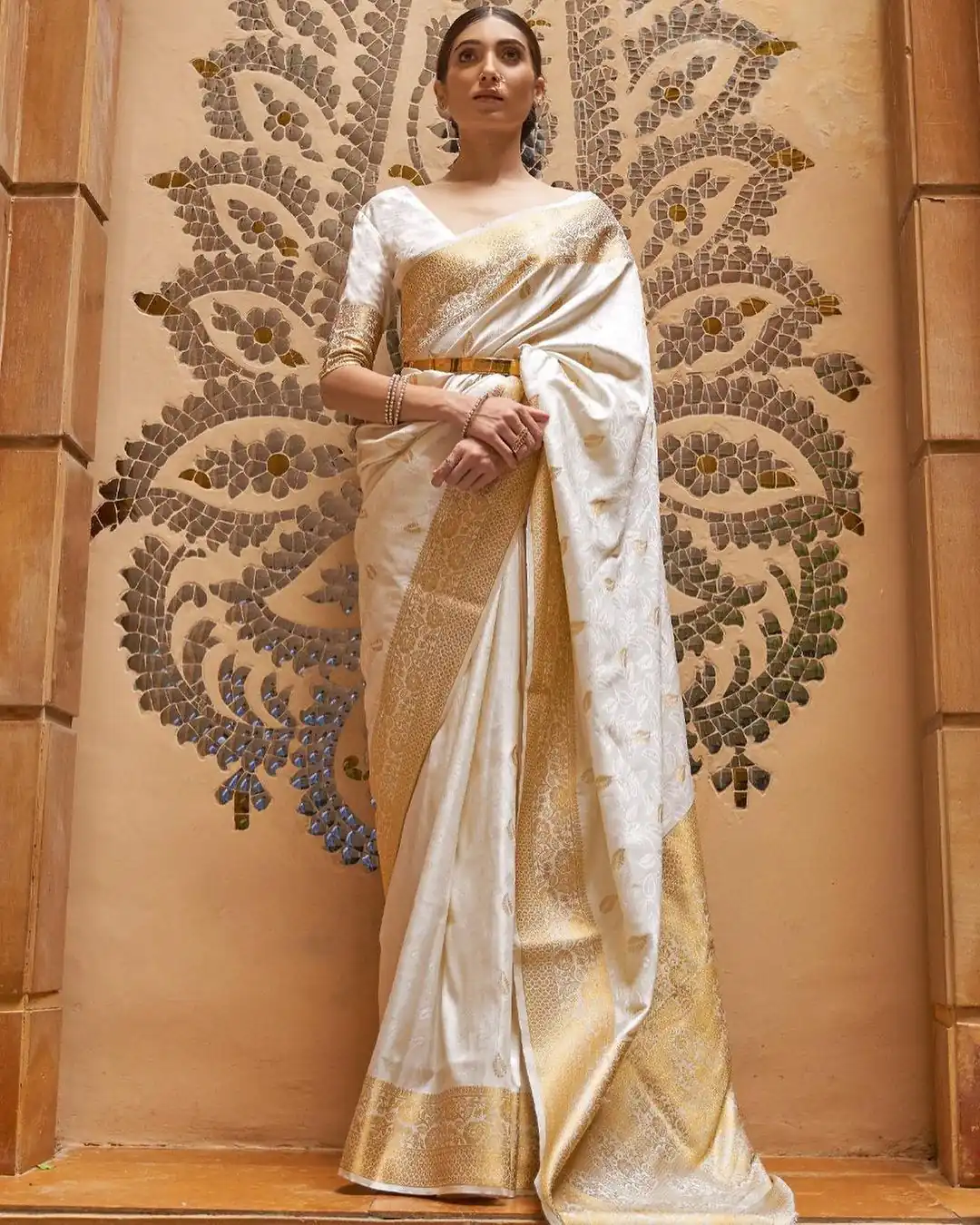 MB™️  3213 Off White Color Soft Kanjivaram Pattu Jacquard Silk Saree Gold ,Silver Zari Weaving Casual, Party Wear, Festival, Events, . 4-6 Working Days @1499 | Designer Sarees, Embroidered Sarees, Sarees, Bollywood Sarees, Creative Sarees, Ethnic Saree, Modern Digital sarees, Party Wear Sarees