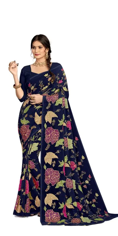 KT 248 Black Color Georgette Fancy Thread & Sequence Saree Casual, Party Wear, Wedding Expected Delivery 4-6 Working Days@1799/- | Designer Sarees, Sarees, Bollywood Sarees, Creative Sarees, Embroidered Sarees, Party Wear Sarees