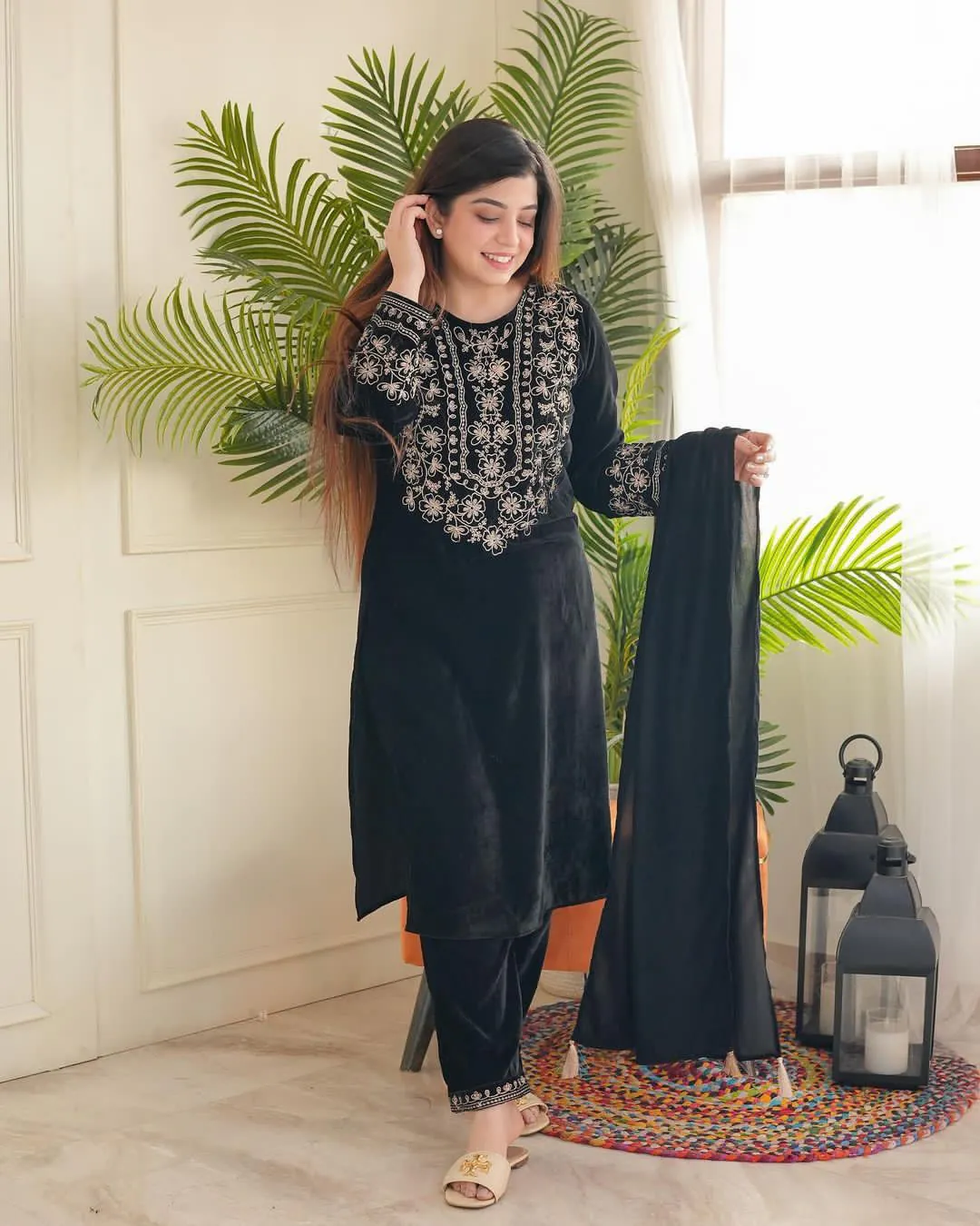 LG-1786 Black Color Viscos Velvet Embroidery Salwar Suit Paint Free Size Casual, Wedding, Festive, Events Etc. Expected Delivery 4-6 Working Days @1899/- | Salwar suit, Casual Suits, Creative suits, Designer Suits, Party Wear Suits, Patiala Suits, Straight Suits