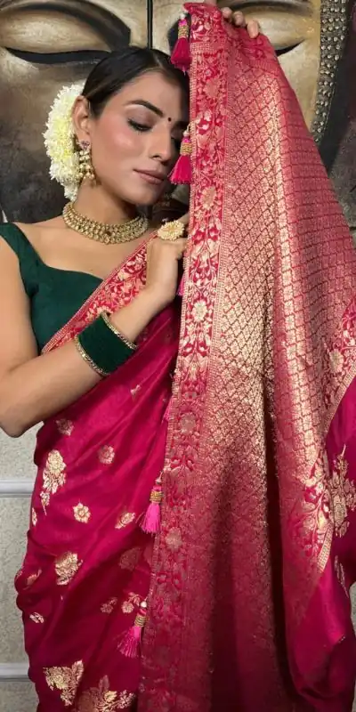 DDF 129 Pink Color Banarasi Soft Silk Extra Ordinary Design Saree Casual, Party Wear, Events, Festivals Etc. Expected Delivery 4-6 Working Days 1449/- | Designer Sarees, Sarees, Bollywood Sarees, Creative Sarees, Embroidered Sarees, Ethnic Saree, Modern Digital sarees, Party Wear Sarees