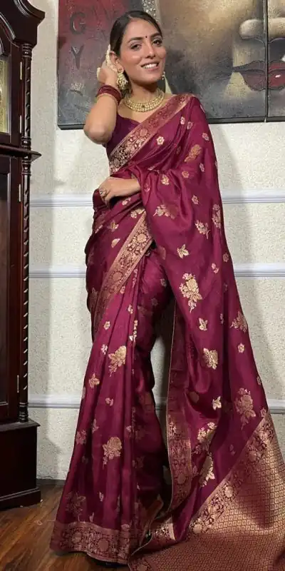DDF 129 Purple Color Banarasi Soft Silk Extra Ordinary Design Saree Casual, Party Wear, Events, Festivals Etc. Expected Delivery 4-6 Working Days 1449/- | Designer Sarees, Sarees, Bollywood Sarees, Creative Sarees, Embroidered Sarees, Ethnic Saree, Modern Digital sarees, Party Wear Sarees