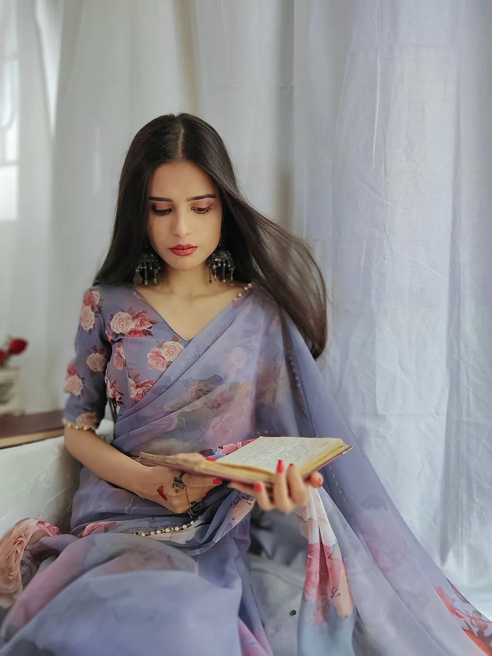 YNF7007 Violet Color Georgette Printed with pearl lace border Saree Casual, Party Wear, Wedding, Events Etc. Expected Delivery 4-6 Working Days @1499/- | Designer Sarees, Sarees, Bollywood Sarees, Creative Sarees, Embroidered Sarees, Ethnic Saree, Modern Digital sarees, Party Wear Sarees