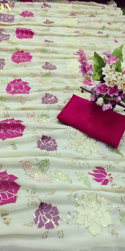 KT 248 Yellow Color Georgette Fancy Thread & Sequence Saree Casual, Party Wear, Wedding   Expected Delivery 4-6 Working Days@1799/- | Designer Sarees, Sarees, Bollywood Sarees, Creative Sarees, Embroidered Sarees, Party Wear Sarees