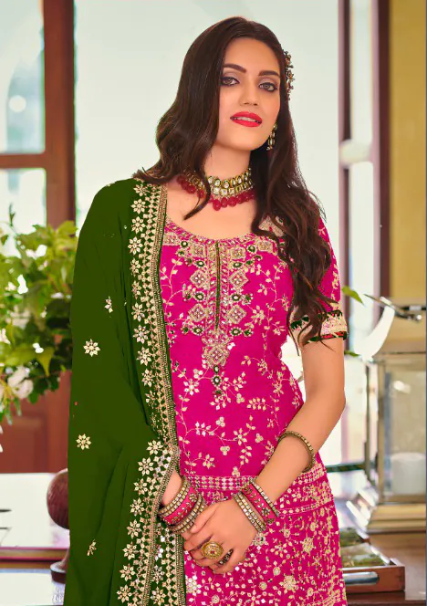 DS 1364 Pink Color Faux Georgette Embroidery Work Salwar Suit Wedding, Party, Festive, Events Expected Delivery 4-6 Working Days @ 2299/- | Jump Suits, Salwar suit, Casual Suits, Creative suits, Designer Suits, Palazzo Suits, Party Wear Suits, Patiala Suits, Straight Suits