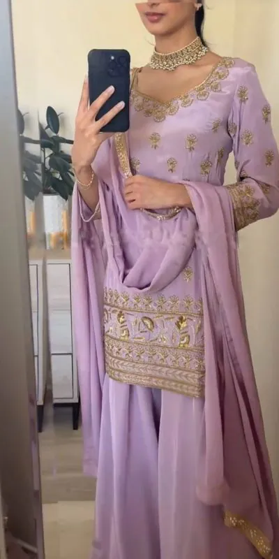 SRK 5144 Purple Color Heavy Faux Georgette Embroidery Sequence Work Salwar Suit Wedding, Party, Festive, Events Expected Delivery 4-6 Working Days @ 1950/- | Jump Suits, Salwar suit, Casual Suits, Creative suits, Designer Suits, Palazzo Suits, Party Wear Suits, Patiala Suits, Straight Suits