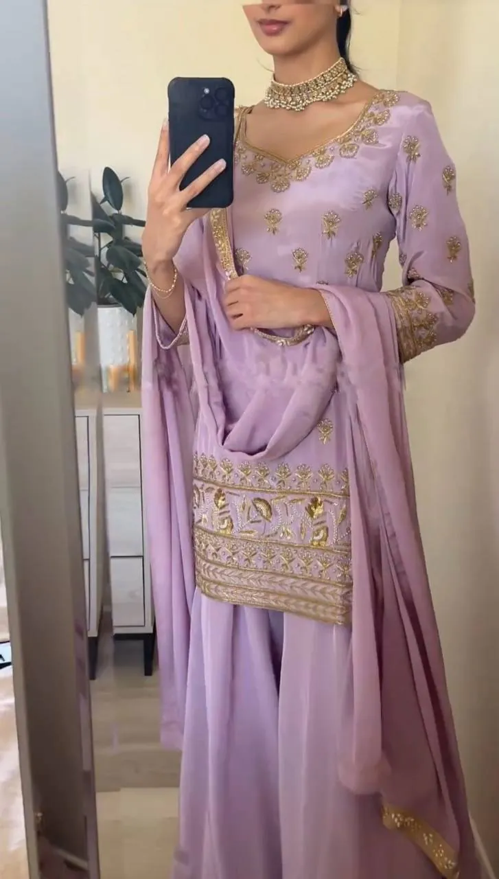 SRK 5144 Purple Color Heavy Faux Georgette Embroidery Sequence Work Salwar Suit Wedding, Party, Festive, Events Expected Delivery 4-6 Working Days @ 1950/- | Jump Suits, Salwar suit, Casual Suits, Creative suits, Designer Suits, Palazzo Suits, Party Wear Suits, Patiala Suits, Straight Suits