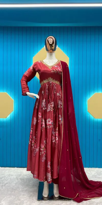 LG-1808 Red Color Chinon Printed Sequence Embroidery Work Salwar Suit Casual, Wedding, Festive, Events Etc. Expected Delivery 4-6 Working Days @1849/- | Salwar suit, Casual Suits, Creative suits, Designer Suits, Party Wear Suits, Patiala Suits, Straight Suits