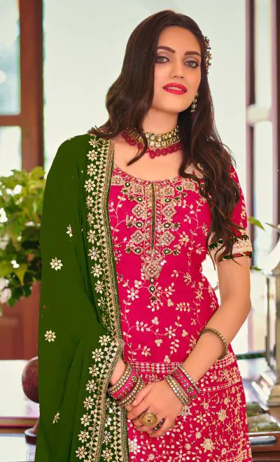 DS 1364 Red Color Faux Georgette Embroidery Work Salwar Suit Wedding, Party, Festive, Events Expected Delivery 4-6 Working Days @ 2299/- | Jump Suits, Salwar suit, Casual Suits, Creative suits, Designer Suits, Palazzo Suits, Party Wear Suits, Patiala Suits, Straight Suits